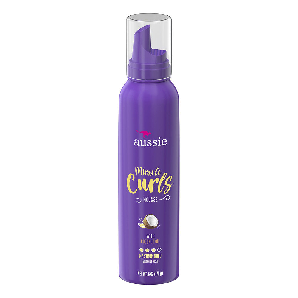 Aussie Miracle Curls Styling Mousse with Coconut And Jojoba Oil, 6.0 Oz